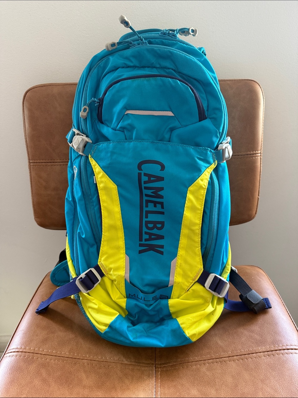 CamelBak MULE LR 15L Hydration Backpack, Atomic Blue/Sulfur Springs, 3L, OS